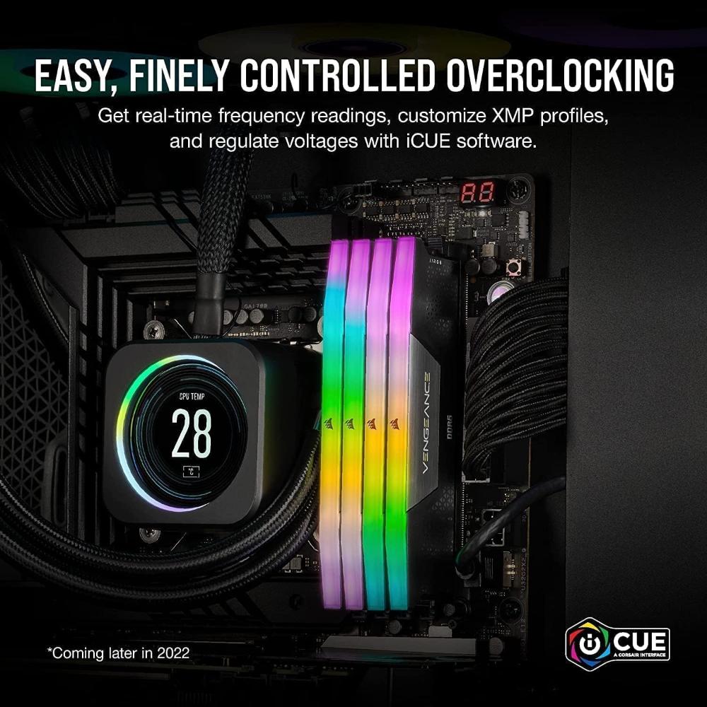 CORSAIR VENGEANCE RGB 32GB (2x16GB) DDR5 6200MT/s CL36 Desktop Memory Kit | High-Performance RGB RAM | Black
