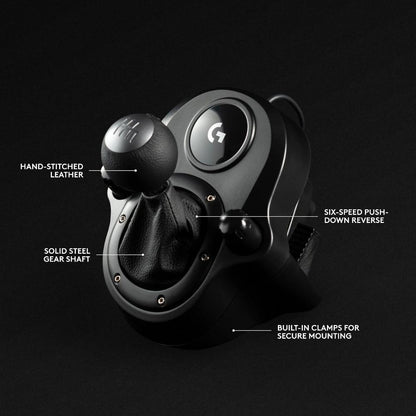 Logitech G Driving Force Shifter for G29, G920 & G923 | 6-Speed H-Pattern Manual Gear Shifter | Push-Down Reverse | Steel Gear Shaft | Leather Knob & Boot | Racing Simulator Shifter