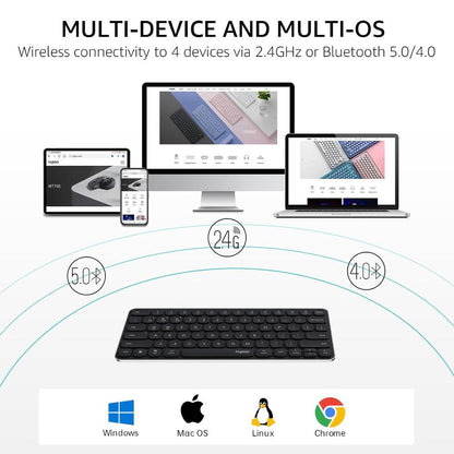 Rapoo E9050L | Ultra-Slim Multi-Mode Wireless Keyboard – Dark Grey