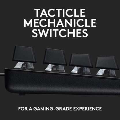 Logitech G413 SE Wired Gaming Keyboard | Tactile Mechanical Switches | PBT Keycaps | 6-Key Rollover Anti-Ghosting | White LED Backlighting | Full-Size Layout | USB
