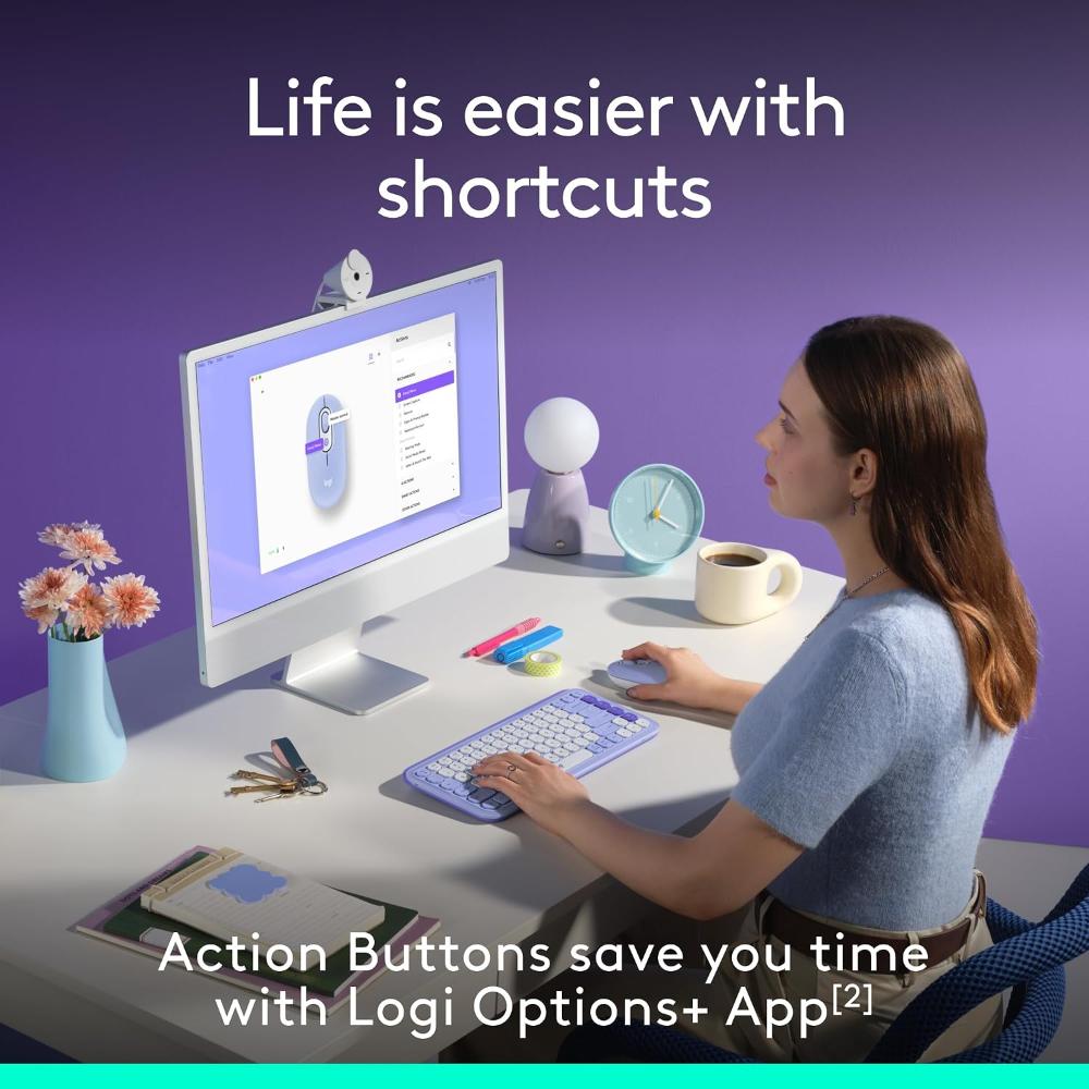 Logitech POP Mouse Wireless Bluetooth Mouse | Customizable Emoji Button | SmartWheel | SilentTouch | 4000 DPI | 3-Device Easy-Switch | 24-Month Battery