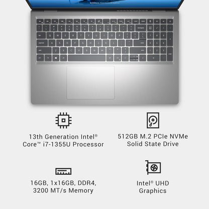 Dell 15 DC15250 Laptop | Intel Core i7-1355U 13th Gen | 16GB DDR4 | 512GB SSD | 15.6" FHD 120Hz | Windows 11 Home