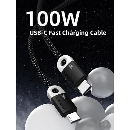CABLETIME CUP1 USB-C to USB-C Fast Charge Cable | 100W Power Delivery | Braided Jacket & Smart Chip