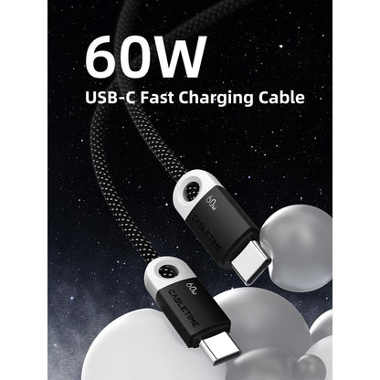 CABLETIME CUP4 USB-C to USB-C Fast Charge Cable | 1m / 2m | 60W Power Delivery | Braided Jacket & Smart Chip