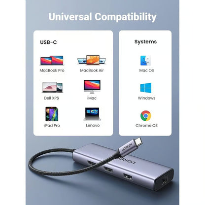 UGREEN 90119 | 9-in-1 USB-C Docking Station | Dual HDMI 4K@60Hz | USB 3.0 × 3 | SD/TF Card Reader | Gigabit Ethernet | 100W PD Charging | For MacBook, Laptop, Tablet, PC