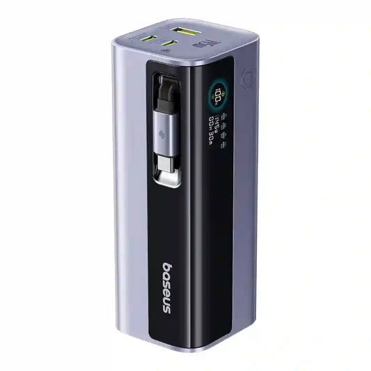 BASEUS EnerGeek GR11 | Fast Charging Power Bank with Retractable Cable – 20000mAh 145W (Space Grey)