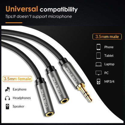 CABLETIME CF14B 3.5mm Male to Dual RCA Female Audio Cable | Y Adapter, Gold-Plated, Nylon Jacket