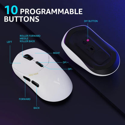 Rapoo VT1 Pro Max Wireless Gaming Mouse | 45,000 DPI | 8K Wired / 4K Wireless | 750 IPS | 50G Acceleration | 59g Ultralight | 60M Omron Switches