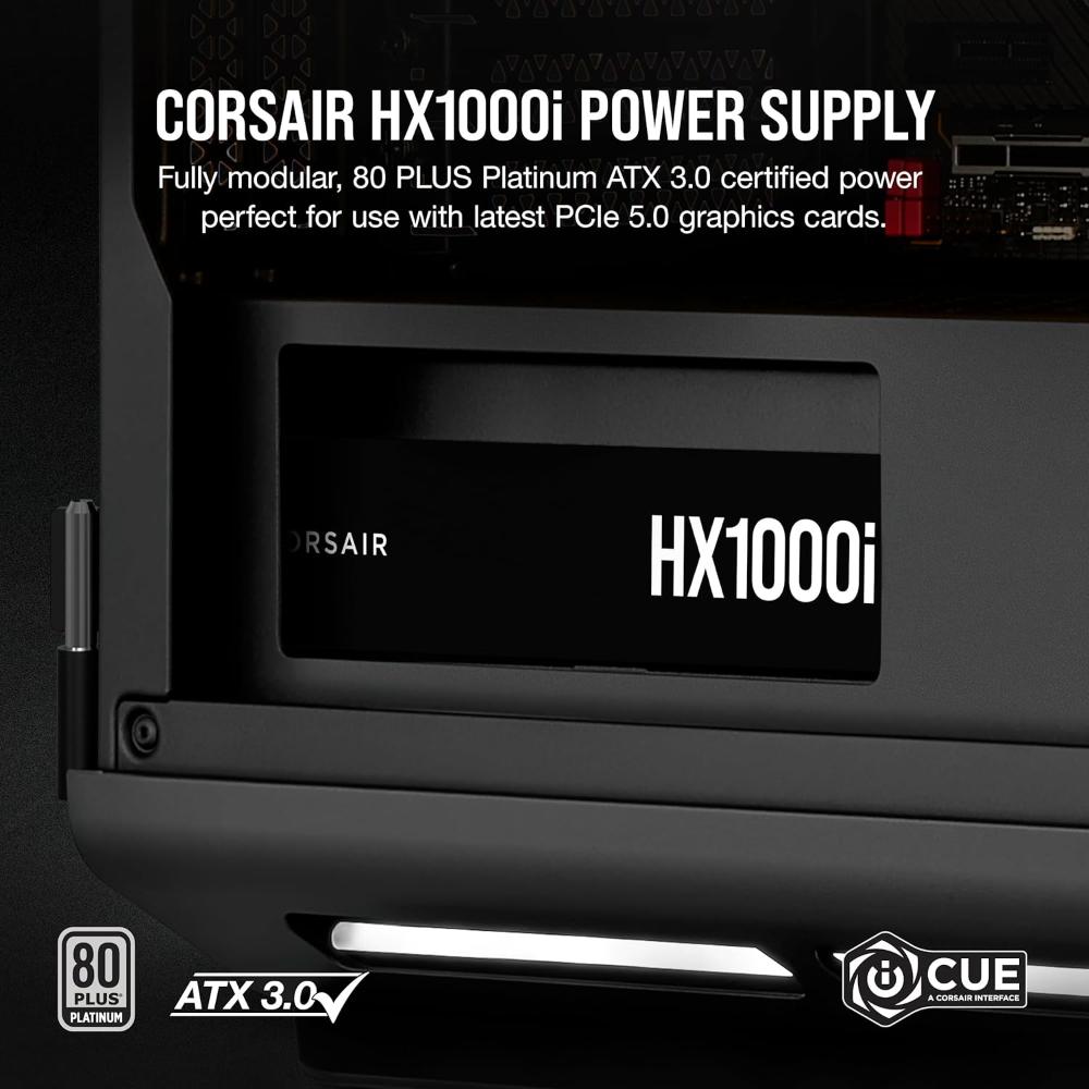 CORSAIR HX1000i | 1000W Fully Modular 80 PLUS Platinum ATX 3.1 Digital Power Supply (UK)