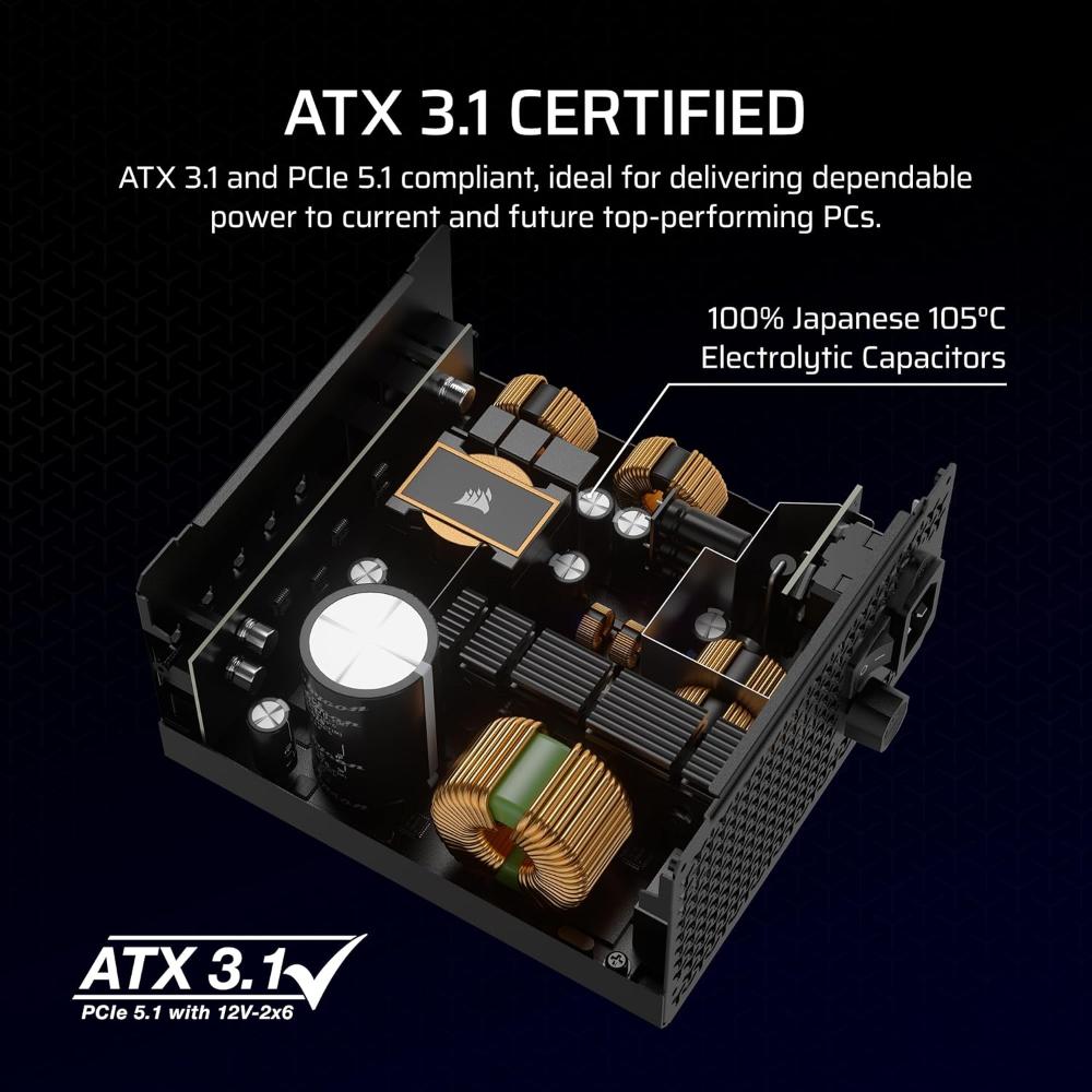 CORSAIR RM850x | 850W Fully Modular Power Supply (ATX 3.1, Cybenetics Gold, PCIe 5.1 Ready)