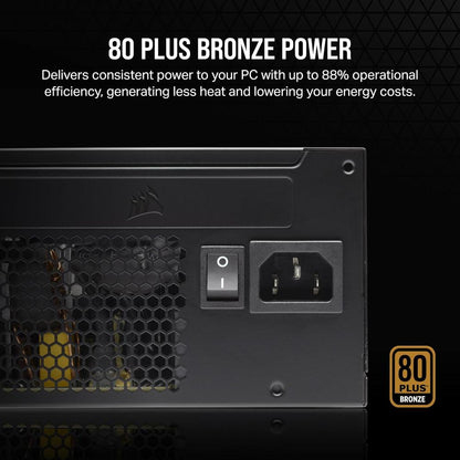 CORSAIR CX550 | 550W 80 PLUS Bronze ATX Power Supply (Non-Modular, Low-Noise, Compact Design)