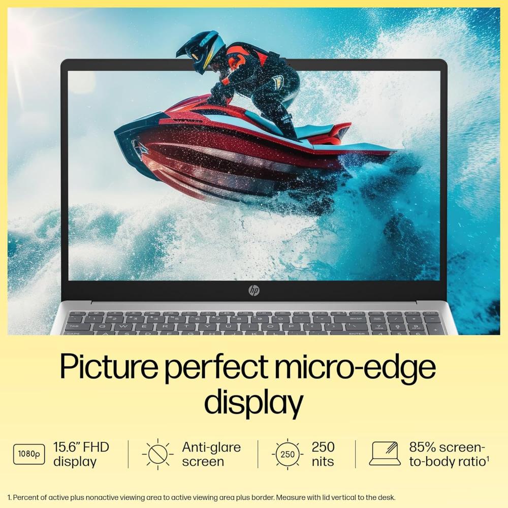 HP Laptop 15-FC0298AU | Ryzen 5 7430U | 8GB RAM | 512GB SSD, 15.6" FHD | Backlit KB, Windows 11, Silver