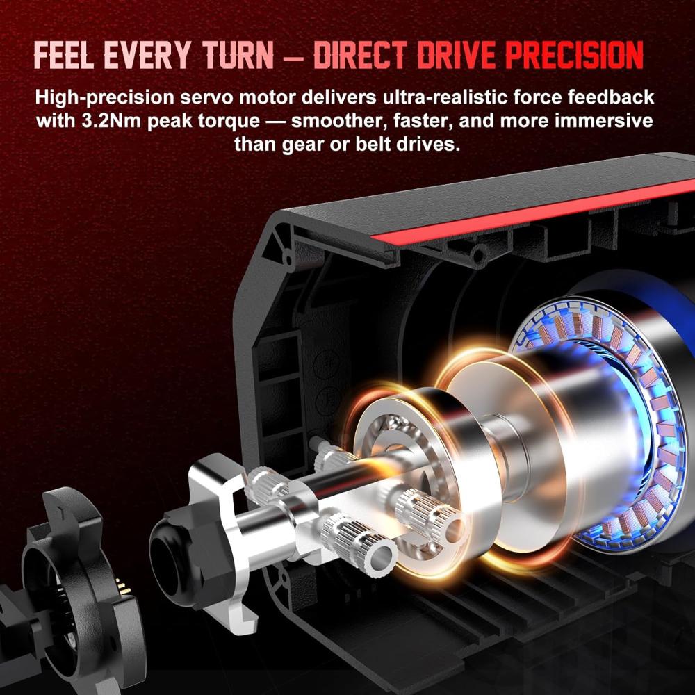 PXN V10 Ultra Direct Drive Racing Wheel | 3.2Nm Force Feedback | 270mm Leather Wheel | PC, PS4, Xbox Series X|S