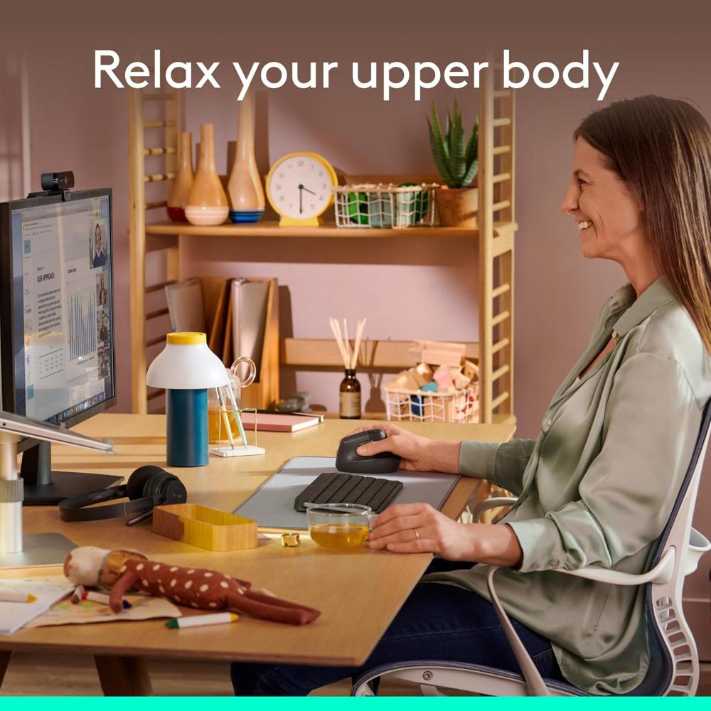 Logitech Lift Vertical Ergonomic Wireless Mouse | 57° Ergonomic Design | Bluetooth + Logi Bolt USB | 4000 DPI | SilentTouch | 24-Month Battery