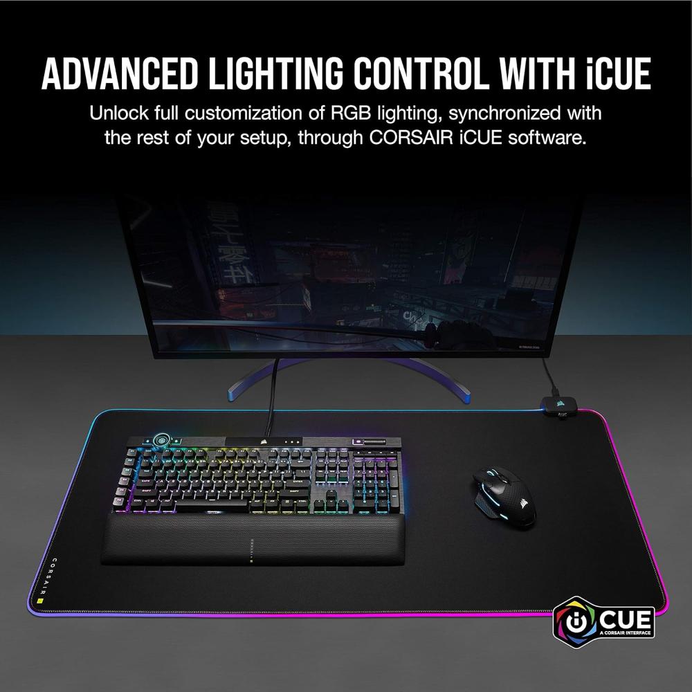 CORSAIR MM700 RGB Extended Mouse Pad | 360° RGB Gaming Surface (930 × 400mm)