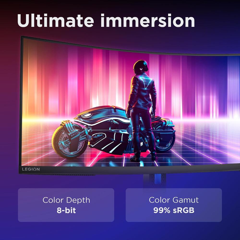 Lenovo Legion R34w-30 34" WQHD Curved Gaming Monitor | VA | 180Hz | 0.5ms MPRT | FreeSync Premium | HDR10 | 1500R