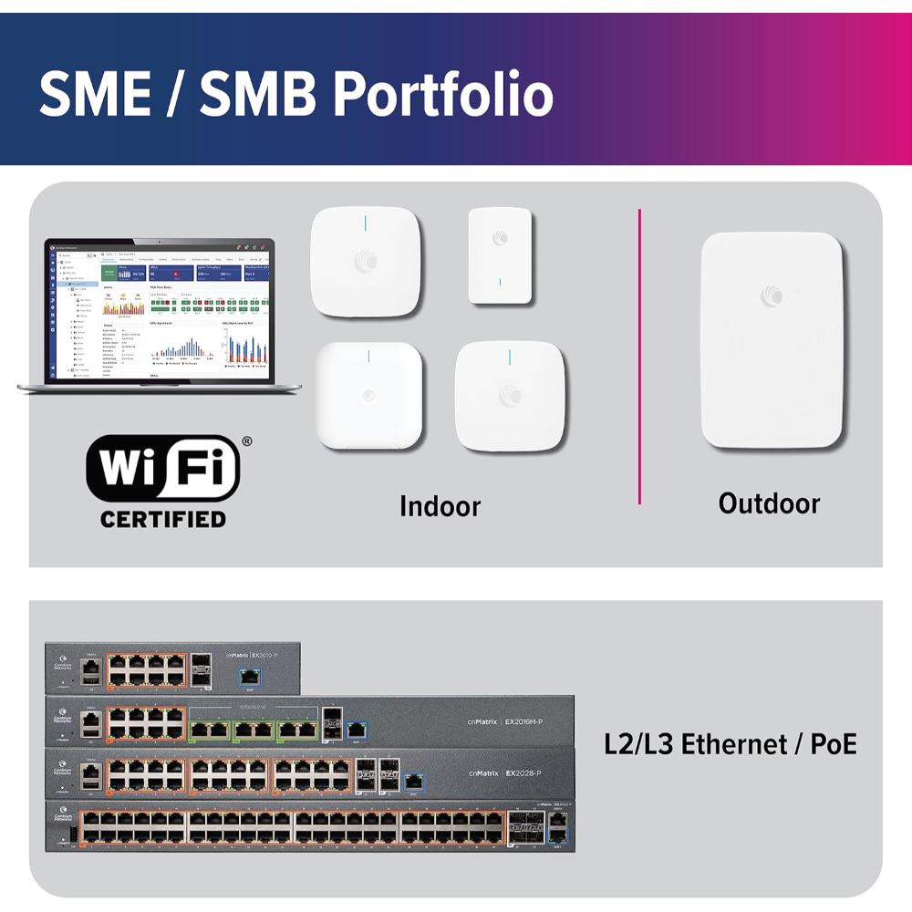 Cambium Networks cnPilot e410 | Wi-Fi 5 Indoor Access Point | 2×2 MU-MIMO | Supports Up to 256 Users | PoE