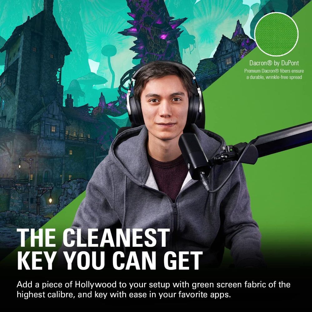 Elgato Green Screen XL | Extra-Wide Chroma Key Panel | 200×182 cm | Portable Collapsible Backdrop