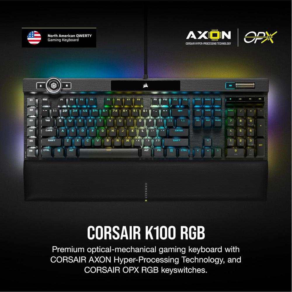 CORSAIR K100 RGB | Optical-Mechanical Gaming Keyboard (OPX Switch – Black)