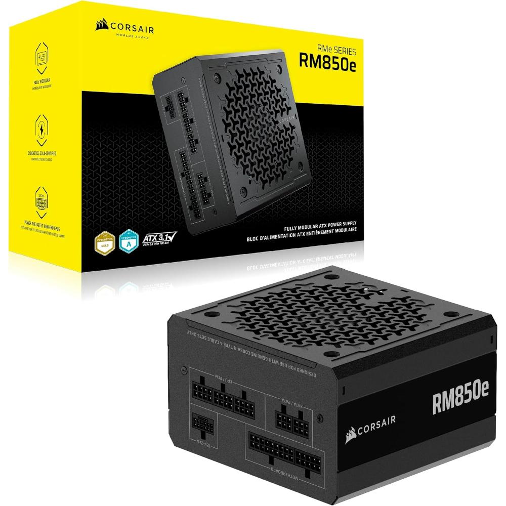 CORSAIR RM850e | 850W Fully Modular ATX 3.1 Power Supply (80 PLUS Gold, PCIe 5.1, Low-Noise)