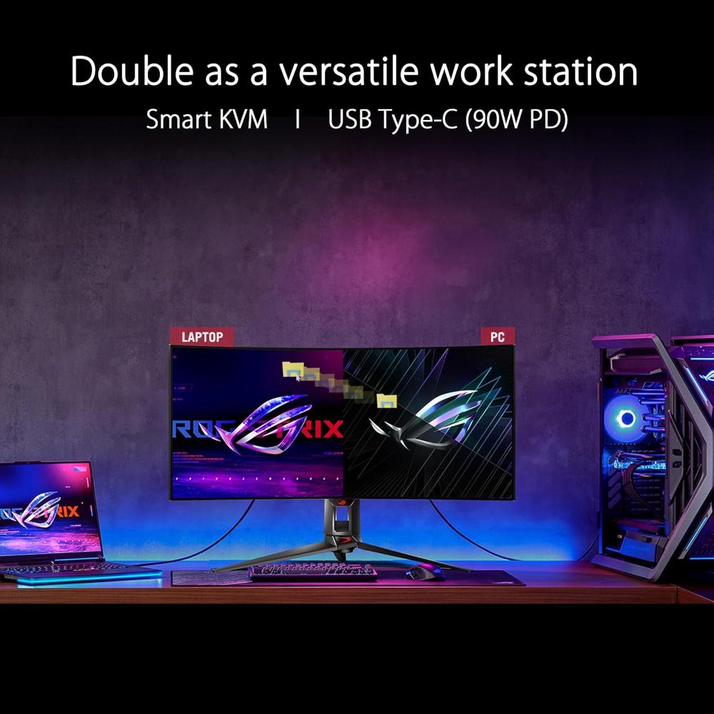 ASUS ROG Swift OLED PG34WCDM | 34-inch Curved OLED Gaming Monitor (UWQHD, 240Hz, 0.03ms, G-SYNC Compatible, HDR True Black 400, USB-C 90W)