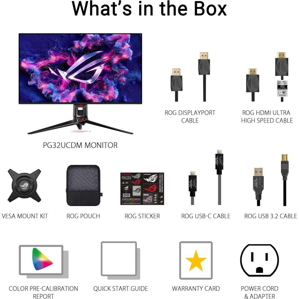 ASUS ROG Swift OLED PG32UCDM | 32-Inch 4K QD-OLED Gaming Monitor | 240Hz | 0.03ms | HDR400 True Black