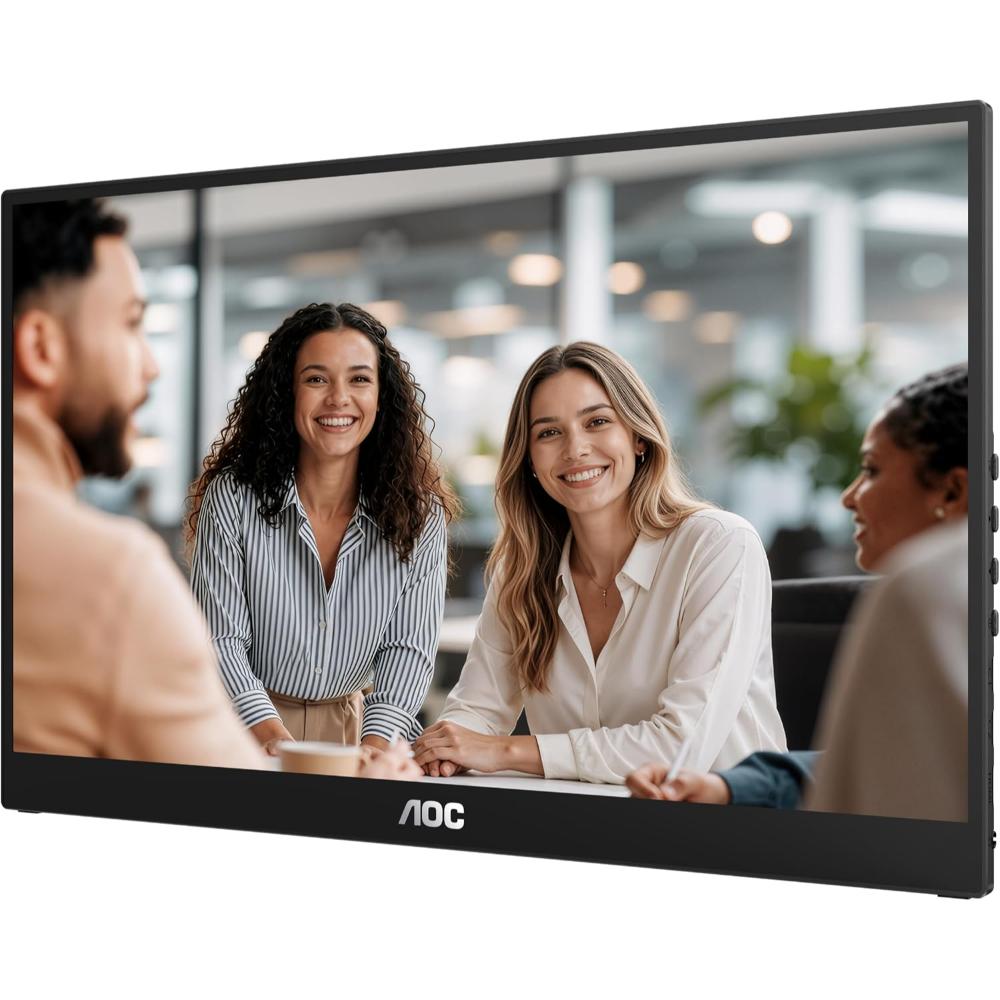 AOC 16T3FE 15.6-Inch FHD IPS Portable Monitor | 60Hz | 0.3ms Response Time | Built-in Speakers | USB Hub | HDMI | Mini HDMI