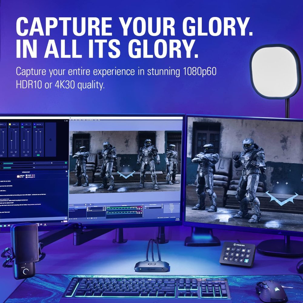 Elgato HD60 X Capture Card | 4K60 HDR Passthrough | 1080p60 Recording | VRR | USB-C Streaming Device
