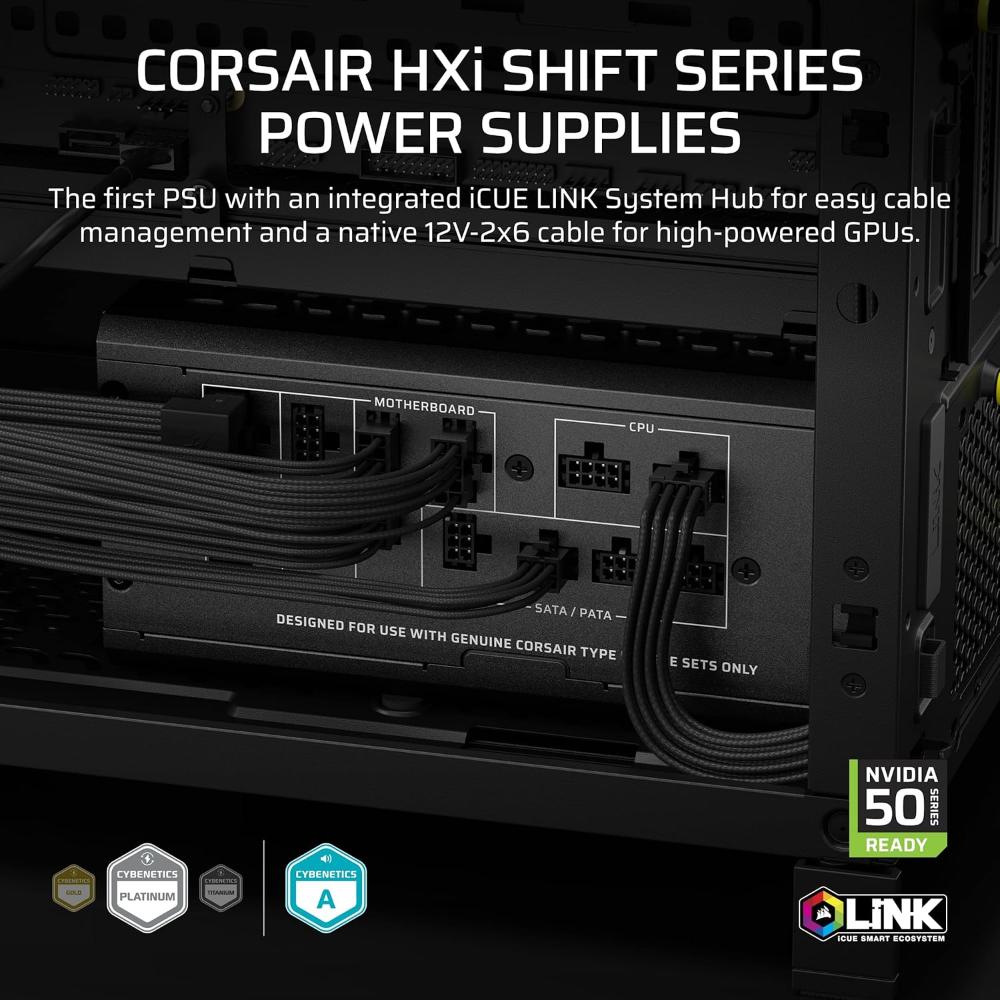CORSAIR HX1500i SHIFT | 1500W Fully Modular Platinum ATX 3.1 Digital Power Supply (PCIe 5.1, iCUE LINK)