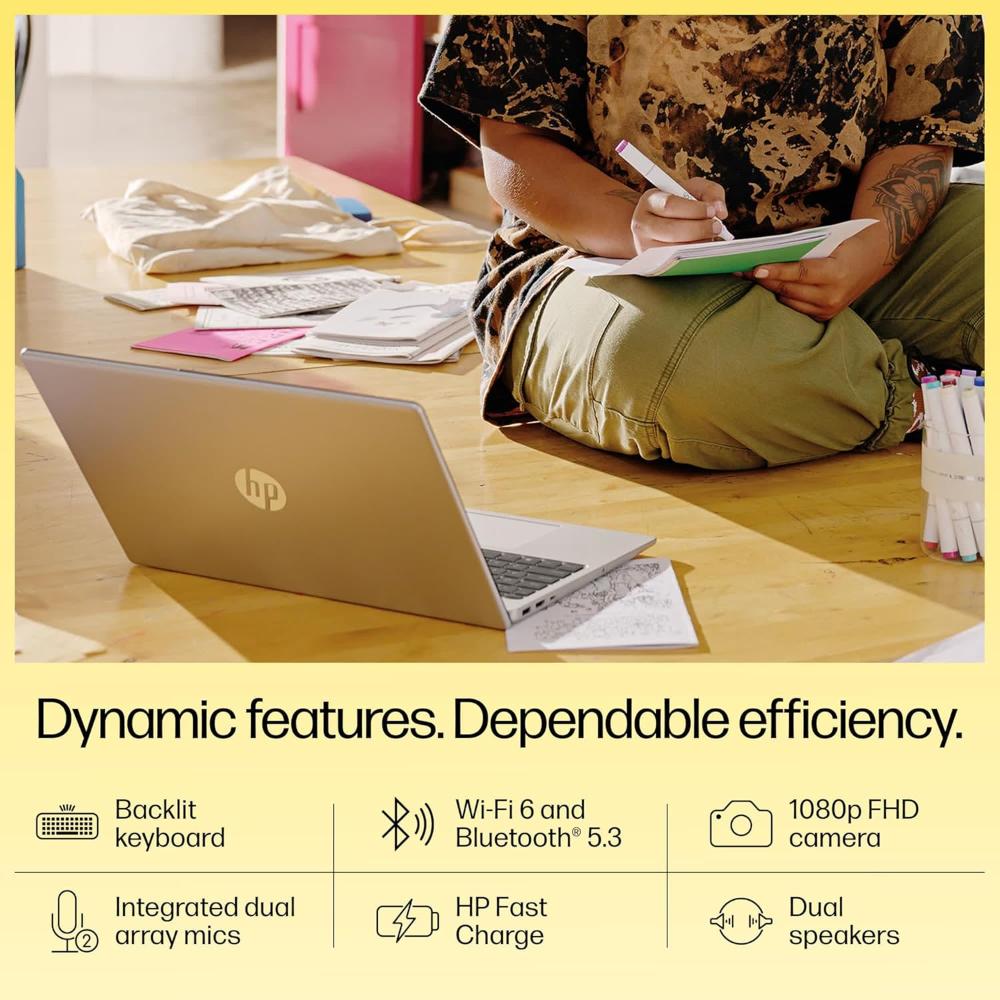 HP Laptop 15-FC0298AU | Ryzen 5 7430U | 8GB RAM | 512GB SSD, 15.6" FHD | Backlit KB, Windows 11, Silver