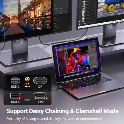 UGREEN 25158 USB-C to DisplayPort 1.4 Cable 2M | 8K 60Hz | 4K 240Hz | 32.4Gbps | HDR | G-Sync & FreeSync | Thunderbolt 3/4 Compatible