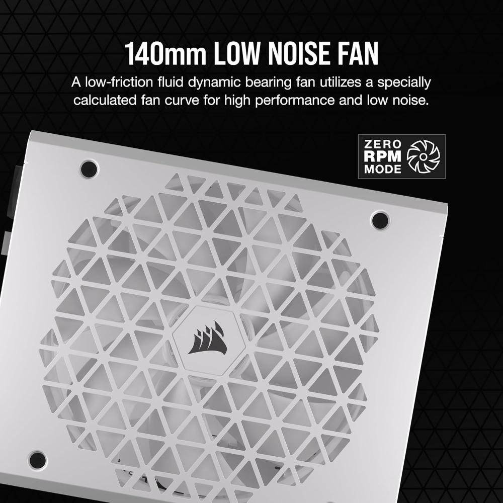 CORSAIR RM1000x SHIFT White | 1000W Fully Modular Power Supply (ATX 3.1, 80 PLUS Gold, PCIe 5.1, Side Interface)