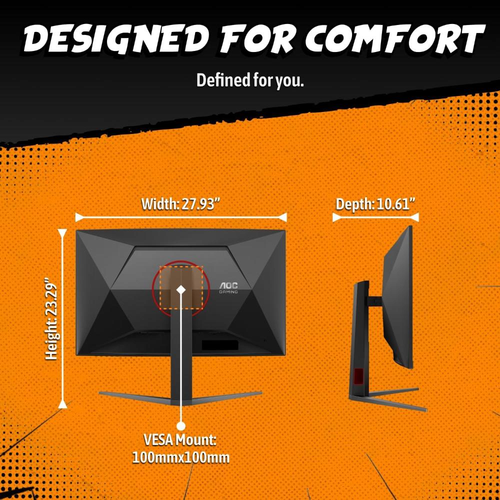AOC CQ32G4Z 32-Inch Triple-Mode Curved Gaming Monitor | 2K QHD 260Hz / FHD 360Hz / HD 500Hz | VA Panel | 0.3ms MPRT | HDR400 | AMD FreeSync Premium | VESA Mount Compatible