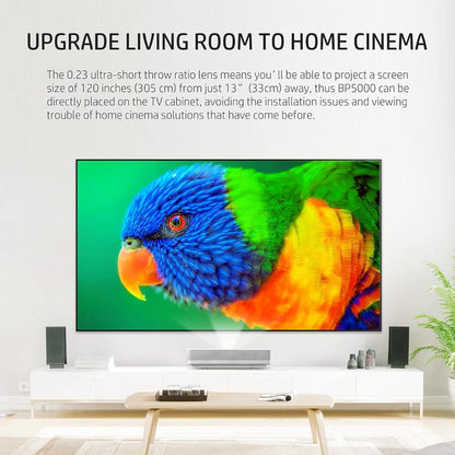 HP BP5000 4K Ultra Short Throw Laser Projector | Native 4K UHD | 2,000 ANSI Lumens | 0.23:1 UST | HDR10 | MEMC | >90% DCI-P3 | 30W Stereo Audio