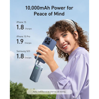 Anker Nano Power Bank A1259 | 10000mAh 30W Fast Charging Power Bank with Built-In USB-C Cable