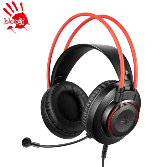 Bloody G200 | Neon HiFi Gaming Headphone – Black + Red USB Edition with 3.5mm Audio Extension Adapter