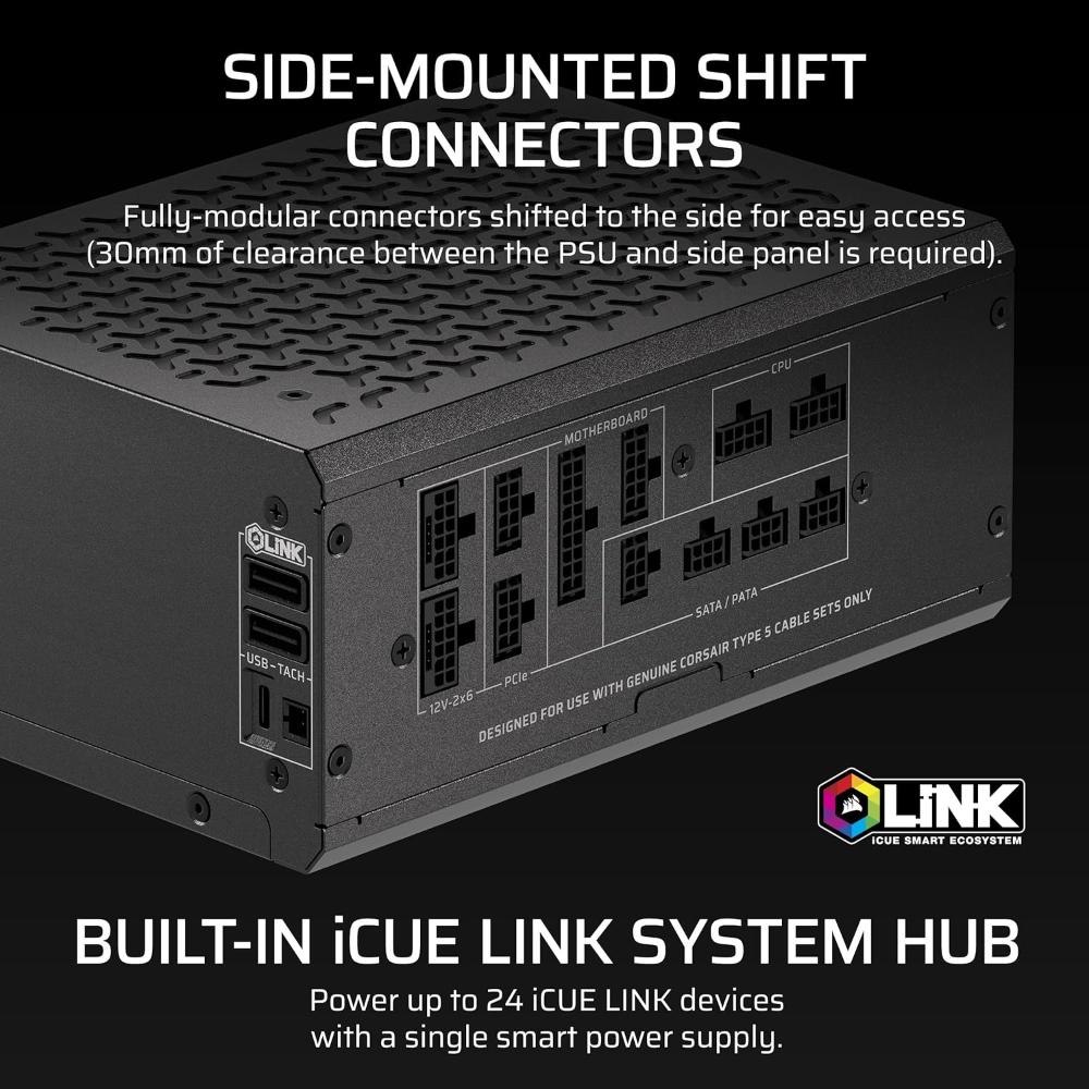 CORSAIR HX1500i SHIFT | 1500W Fully Modular Platinum ATX 3.1 Digital Power Supply (PCIe 5.1, iCUE LINK)