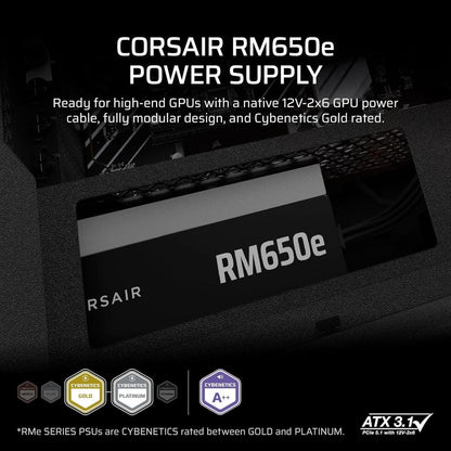 CORSAIR RMe Series RM650e | 650W Fully Modular ATX 3.1 Power Supply (UK)