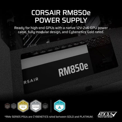 CORSAIR RM850e | 850W Fully Modular ATX 3.1 Power Supply (80 PLUS Gold, PCIe 5.1, Low-Noise)