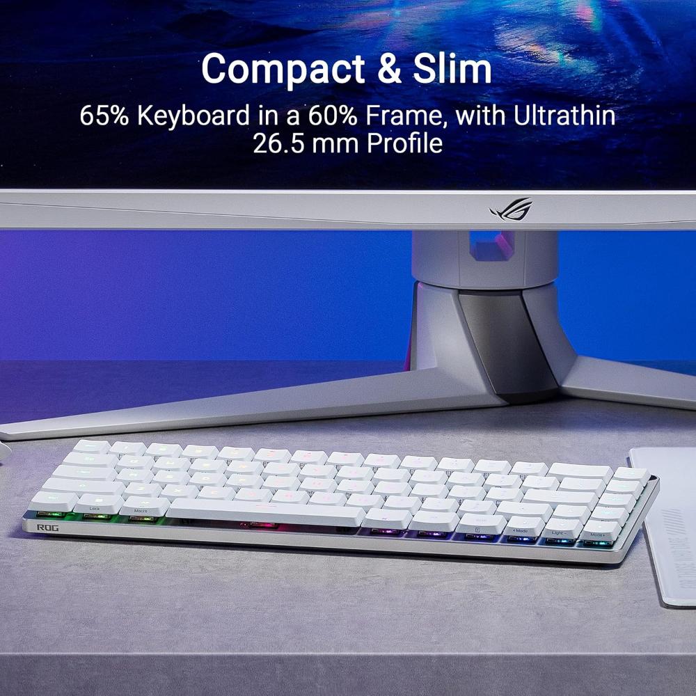 ASUS ROG Falchion RX Low Profile Gaming Keyboard | 65% Compact | ROG RX Low-Profile Optical Switches | Tri-Mode Wireless | RGB | Touch Panel
