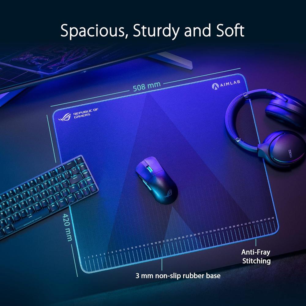 ASUS ROG Hone Ace Aim Lab Edition Gaming Mouse Pad | 508 × 420mm | Hybrid Cloth Surface | 3mm Rubber Base