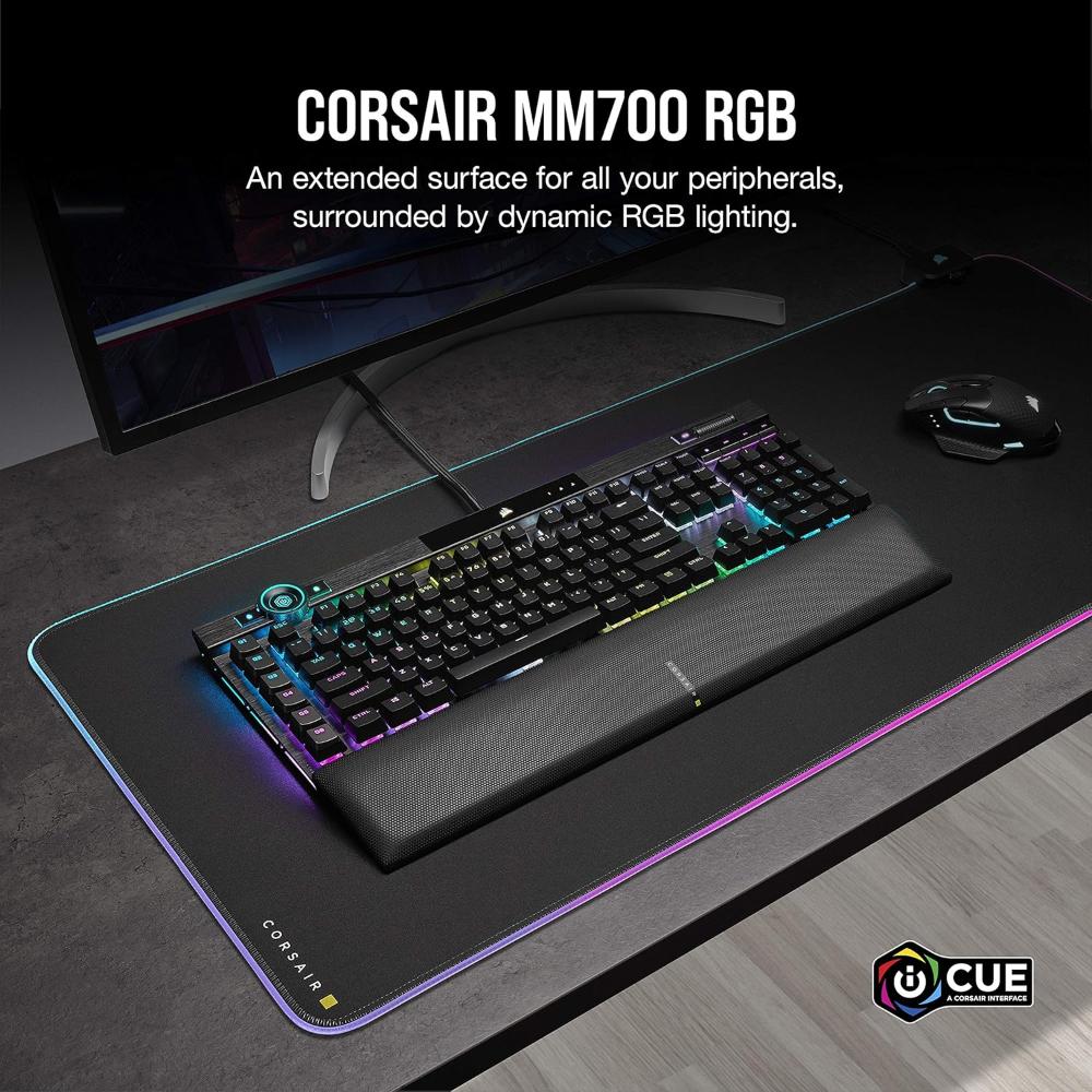 CORSAIR MM700 RGB Extended Mouse Pad | 360° RGB Gaming Surface (930 × 400mm)