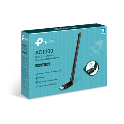 TP-Link Archer T3U Plus AC1300 High Gain Wireless Dual Band USB Adapter | Lightning-Fast Dual-Band Wi-Fi with MU-MIMO and Extended Range