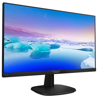 Philips 243V7QJAB | 24" Full HD IPS LCD Monitor | 1920 × 1080 Resolution | Ultra-Wide Viewing Angles | HDMI + DisplayPort + VGA | Built-in Stereo Speakers | Flicker-Free + Low Blue Mode | Slim Bezel Design | For Home, Office, and Multimedia Use