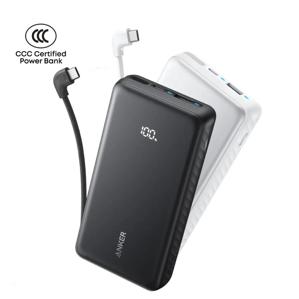 Anker Zolo Power Bank A110EP11 | 20000mAh 22.5W Fast Charging Power Bank with Built-In USB-C Cable
