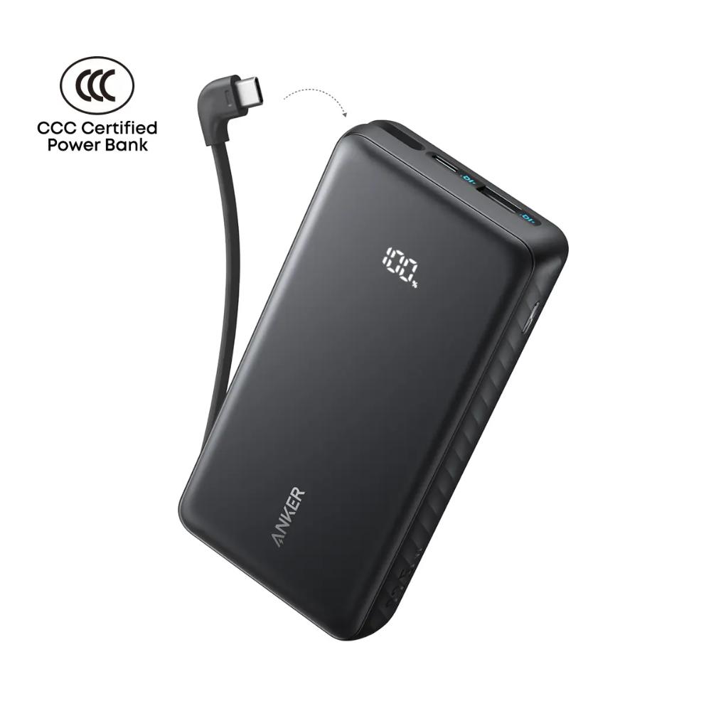 Anker Zolo Power Bank A110EP11 | 20000mAh 22.5W Fast Charging Power Bank with Built-In USB-C Cable