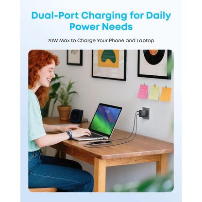 Anker Zolo 70W 4-Port Charger A121C (3C+1U, PD 3.0) | Compact GaN Fast Charger