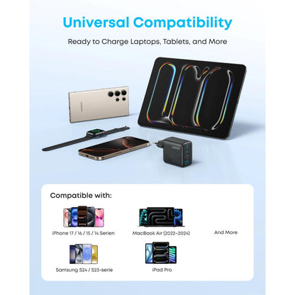 Anker Zolo 70W 4-Port Charger A121C (3C+1U, PD 3.0) | Compact GaN Fast Charger