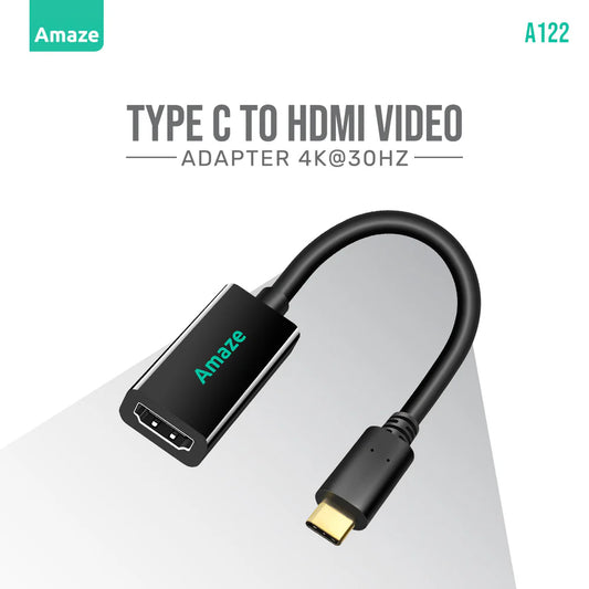Amaze A122 | Type-C to HDMI Video Adapter | 4K @ 30Hz | Plug & Play | Compact Design | Universal Compatibility