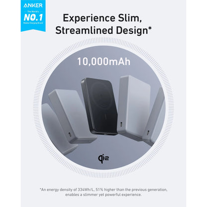 Anker MagGo Power Bank (10K, Slim) A1664 | 10000mAh 15W Qi2 Magnetic Wireless Power Bank